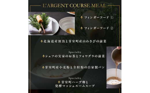 【虎ノ門　一つ星フレンチ】L'ARGENT ラルジャン　パリと北欧のエッセンス【芽室町コース+芽室ワインボトル1本コース】お食事券2名様 me061-013c