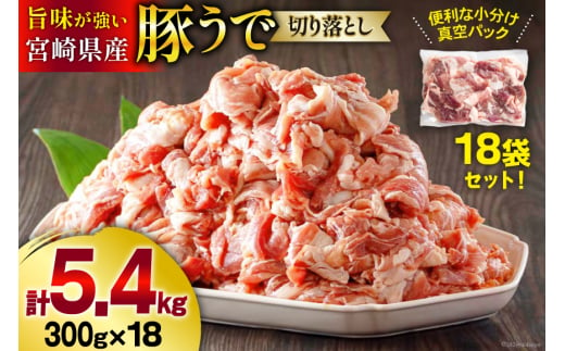 豚肉 小分け 切り落とし 300g×18袋 合計5.4kg [甲斐精肉店 宮崎県 美郷町 31as0047] 冷凍 宮崎県産 豚肉 送料無料 ウデ 腕 切落し 炒め物 料理 調理 おかず 大容量 真空包装 収納スペース 豚丼 生姜焼き 豚汁 BBQ バーベキュー キャンプ 焼肉