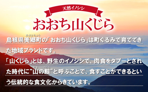 「山くじら」とは、野生のイノシシで、肉食をタブーとされた時代に"山の鯨"と呼ぶことで、食することができる伝統的な食文化が発祥。