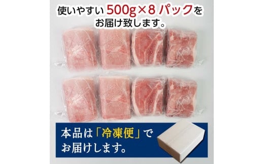 北の凍れ豚スライス4kg（500g×8) 2025年3月発送 豚肉 小分け 北海道産 大容量 しゃぶしゃぶ 冷凍 お肉 北海道十勝更別村 F21P-1037