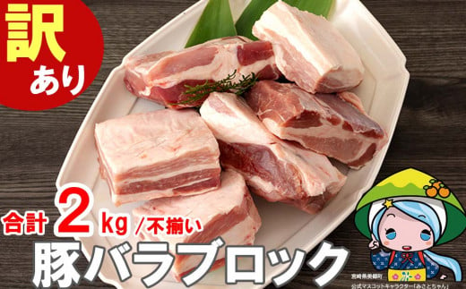 【2024年5月発送】【訳あり】 豚肉 豚バラ ブロック 2kg 不揃い 5～7袋 冷凍 宮崎県産 不揃い 煮込み 角煮 チャーシュー 丼 ポッサム 蒸し 揚げ 料理 真空包装 収納 スペース 蒸し豚 塊 かたまり 料理 調理 おかず 先行予約