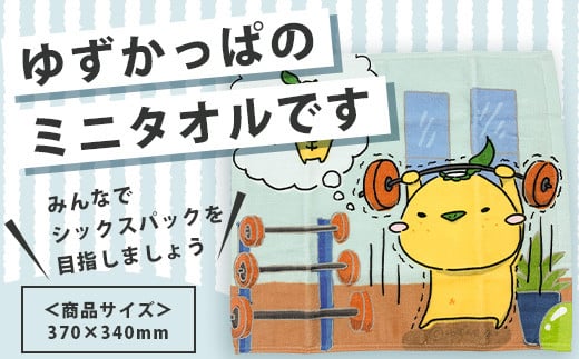 ゆずがっぱミニタオル（マッチョになりたい）1枚【徳島県 那賀町 ゆずがっぱ かっぱ カッパ 河童 グッズ かわいい 可愛い ミニハンカチ ミニ ハンカチ ハンカチタオル タオル ハンドタオル タオルハンカチ マッチョ ギフト プレゼント ご当地キャラ】OM-114