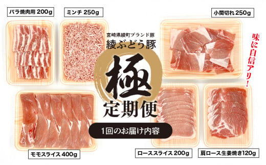 国産 豚肉 ブランド 豚 綾ぶどう豚 よりどり 詰め合わせ 3か月 定期便 セット 指定月 中旬 お届け ロース スライス 生姜焼き バラ 焼肉 小間切れ モモ スライス ミンチ しゃぶしゃぶ（22-36）