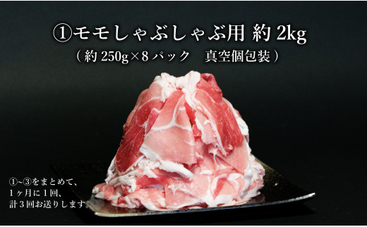 【3回定期便 総計12.6kg】 ありたぶた 3種 しゃぶしゃぶセット 計4.2kg 小分け 真空パック 豚肉 モモ もも ロース バラ しゃぶしゃぶ 赤身 切り落とし N90-3