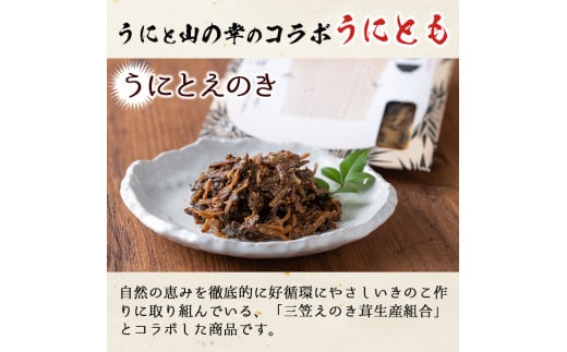 ＜鹿児島県産うに使用＞ご飯のお供「うにとも」うにとえのき(50g×4袋)国産 ウニ 雲丹 えのき きのこ キノコ おかず 惣菜 常温【尾塚水産】a-12-141-z