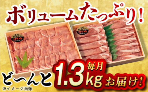 【月1回約1.3kg×12回定期便】大西海SPF豚 背ロース しょうが焼き用＆しゃぶしゃぶ用 計15.6kg 長崎県/長崎県農協直販 [42ZZAA087] 肉 豚 ぶた ブタ ロース しょうが焼き 生姜焼き しゃぶしゃぶ 小分け 長崎 九州 定期便