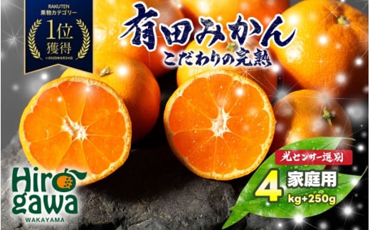 家庭用 こだわりの 有田みかん 4kg+250g（痛み補償分）光センサー 選別 農家 直送＜12月発送予定＞ ※北海道・沖縄・離島への配送不可 / 温州みかん みかん 家庭用 完熟 柑橘 果物 和歌山 有田【nuk004-c-4-decA】