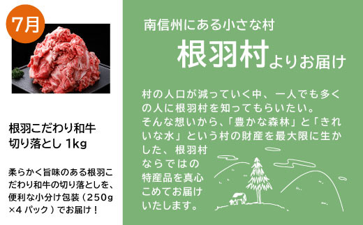 全7回！根羽村満喫グルメ定期便★ 切り落とし 国産黒毛和牛 アイスクリーム コロッケ たい焼き トマト ケーキ タルト チーズケーキ 味付け揚げ 油揚げ アイス バニラアイス バニラ マダガスカル産 おつまみ 惣菜 粒あん 　あんこ 35000円 35,000円