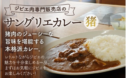 【能登・穴水産】天然 猪肉のサングリエカレー 2袋セット（計500g） | 奥能登 能登半島 穴水町 ジビエ 猪肉 お肉 カレー レトルト 500グラム