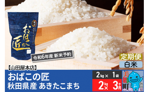 【白米】＜令和6年産 新米予約＞《定期便3ヶ月》おばこの匠 秋田県産あきたこまち 2kg×3回 計6kg 3か月 3ヵ月 3カ月 3ケ月 秋田こまち お米