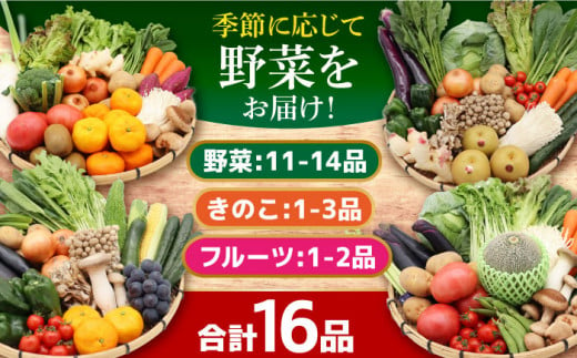 【全6回定期便】【奇数月のみお届け】 豪華！野菜 セット 16品目以上 野菜どっさりサイズ / 野菜 フルーツ きのこ 詰め合わせ  長崎県/吉岡青果 [42ACAF004]  果物 キノコ 新鮮 セット 詰め合わせ 詰合せ 定期便 産地 直送 国産 季節の野菜 やさい 旬 果物 盛り合わせ ダイエット 野菜セット 定期便 野菜の定期便 野菜詰め合わせ