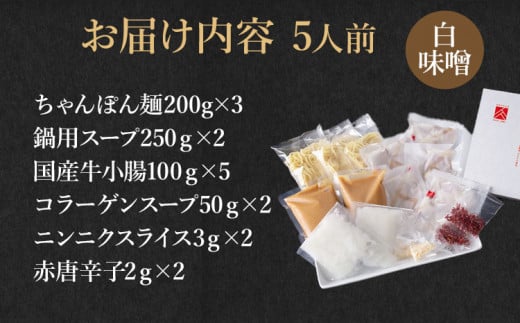 博多もつ鍋セット 5人前（白味噌味）  お取り寄せグルメ お取り寄せ 福岡 お土産 九州  福岡土産 取り寄せ グルメ  福岡県