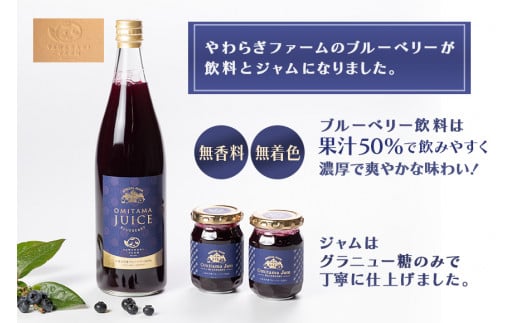 果汁50％ブルーベリー飲料2本＆ブルーベリージャム3個セット ブルーベリー ジュース ジャム ブルーベリージャム ブルーベリージュース フルーツ ビタミンE ドリンク 栄養 目にいい 美容 ギフト 贈り物 茨城県産 セット 詰め合わせ お祝い 美味しい 9-G