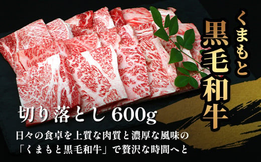 【定期便3回】【訳あり】くまもと 黒毛和牛 焼肉 切り落とし 600g