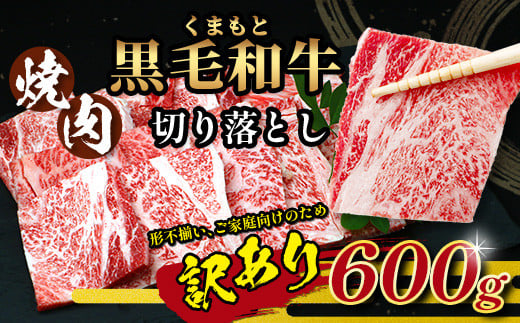 【定期便3回】【訳あり】くまもと 黒毛和牛 焼肉 切り落とし 600g