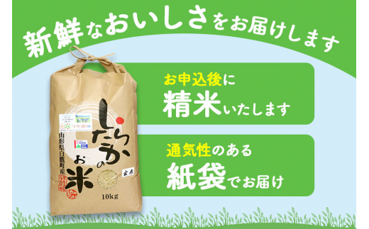 《定期便7ヶ月》【玄米】つや姫 10kg×7回（特別栽培米）令和5年産 山形県産 しらたかのお米