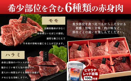 厳選希少部位赤身焼肉6種セット 約900g (株)仲辻《30日以内に出荷予定(土日祝除く)》大阪府 羽曳野市 希少部位 厳選 赤身 肉 牛肉 ランプ モモ ハラミ ヒウチ イチボ マルシン