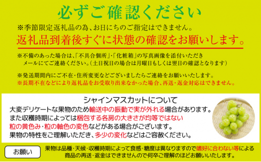 [№5911-0239]【2024年先行予約】旬の採れたてシャインマスカット約2kg（2房～5房）