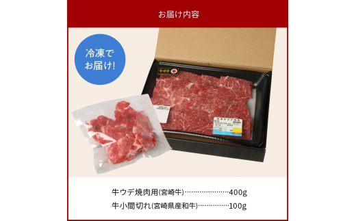 ウデ焼肉用400g和牛小間切れ100g計500g N0147-YA3322