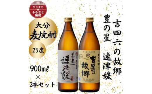 大分むぎ焼酎　二階堂速津媛と吉四六の故郷25度(900ml)2本セット【1454445】