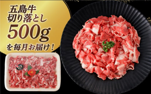 【全3回定期便】【幻の和牛を様々なお料理で！】 五島牛 切り落とし 約500g 3～4人前 小分け 国産 和牛 肉 にく 牛肉 牛 和牛 五島牛 定期便 A4 A5 すき焼き しゃぶしゃぶ 焼肉 カレー 牛丼 長崎和牛 【カミティバリュー】 [RBP076]