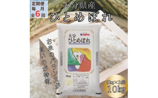 ＜毎月定期便＞大分のお米　大分県産ひとめぼれ5kg×2(日出町)全6回【4050495】