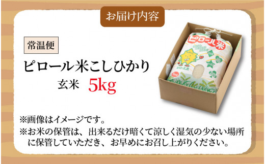 【令和6年産 新米】こだわりの米！弱アルカリ性のピロール米 こしひかり 玄米 5kg [A-009002]