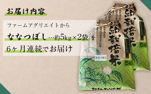 【新米】令和6年産米 ファームアグリエイトのななつぼし　約5kg×2袋を6ヶ月連続お届け 【 ふるさと納税 人気 おすすめ ランキング 北海道 壮瞥 定期便 新米 米 白米 特Aランク ななつぼし 甘い 贈り物 贈物 贈答 ギフト セット 北海道 壮瞥町 送料無料 】 SBTB007