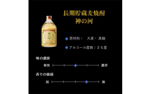 ＜毎月定期便＞人気・神の河(麦焼酎・25度)720ml×3本 全6回 II0-0001【4014311】