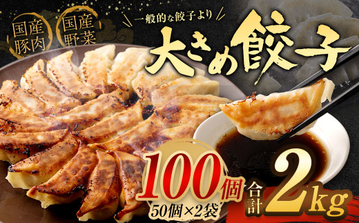 【国産冷凍生餃子】ラー麦を使用した大きめ 餃子 100個 合計2kg