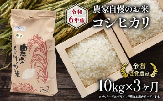 令和6年産 新米 定期便 3回 コシヒカリ 10kg 農家自慢のお米 ( 3ヶ月 2024年産 金賞受賞農家 白米 精米 お米 おこめ ブランド米 産地直送 農家直送 送料無料 滋賀県 竜王 ふるさと納税 )