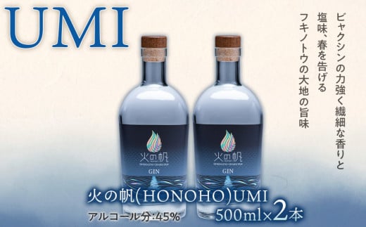 ジン 北海道 積丹 酒 アルコール 火の帆 UMI 500ml 2本