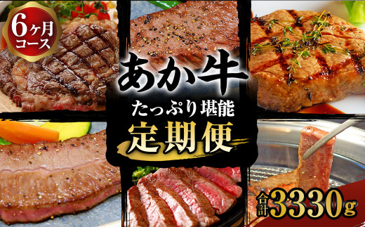 あか牛 たっぷり堪能 定期便（毎月1品、6ヶ月）  ステーキ 5種 焼肉セット