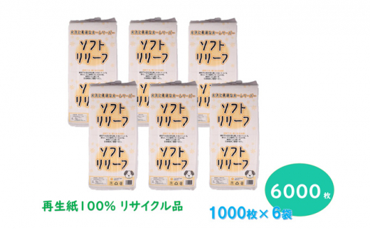 [№5308-0170]定期便【12ヶ月連続お届け】ちり紙【リリーフ】1000枚×6袋