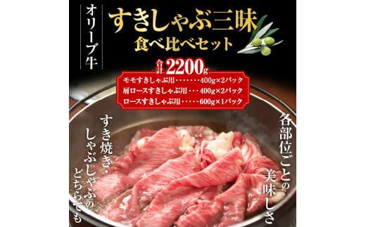 オリーブ牛すきしゃぶ三昧食べ比べセット　2200g