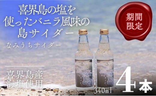 なみうちサイダー	340ml×４本【喜界島の塩を使ったサイダー】