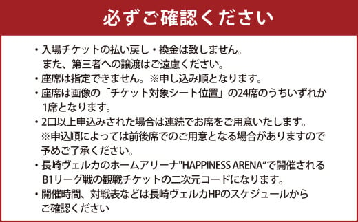 【2025年3月2日開催】長崎ヴェルカ ハピネスアリーナ ホームゲーム 観戦チケット 1名分