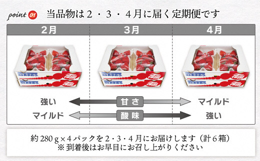 博多あまおう4パック3回定期便【2025年2～4月】約1,120g×3回[F5342]