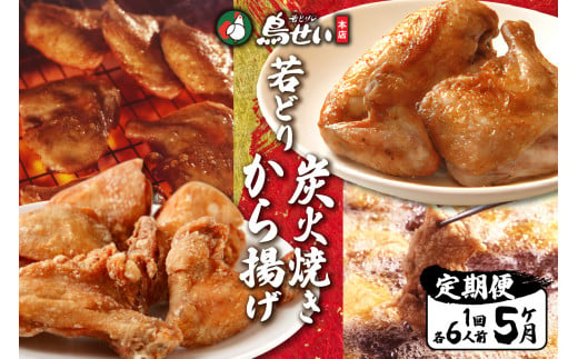 【5回定期便】鳥せい本店の若どり炭火焼き&から揚げセット おかずやおつまみに やわらかジューシー 温めるだけ_S004-0003