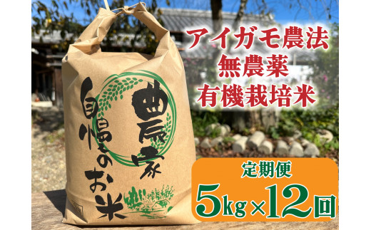 【12回定期便】アイガモ農法で栽培した無農薬・有機栽培米５kg×12か月[920]