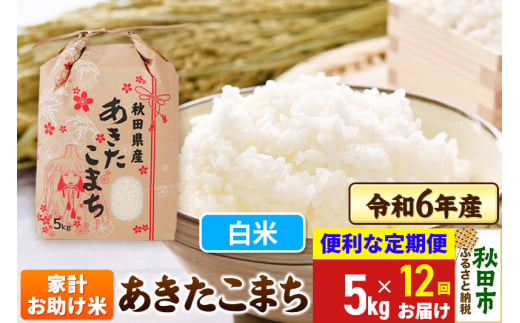 《定期便12ヶ月》 あきたこまち 家計お助け米 5kg 令和6年産 新米 【白米】秋田県産