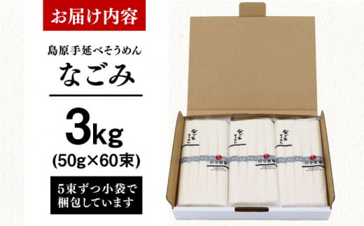 島原手延べそうめん なごみ 50g×60束 3kg 上級品 ギフト 贈答におすすめ 長崎県/田中製麺 [42ACAF015]