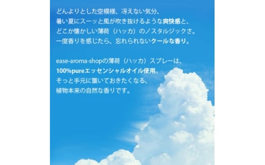 easeアロマスプレー　ハッカ 100ml 清涼感あふれる薄荷の香り　リフレッシュしたい時に【1426314】