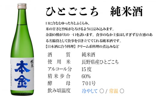 地酒 飲み比べ セット 720ml×2本 本金 からくち太一 ひとごこち 純米酒入り 日本酒 辛口 お酒 酒 詰合せ セット プレゼント ギフト 贈り物 贈答 父の日 諏訪の酒蔵 家飲み 長野県 諏訪市 【90-07】