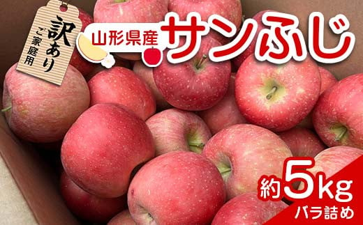 【令和6年産先行予約】 〈訳あり品 家庭用〉 りんご 「サンふじ」 約5kg バラ詰め 《令和6年12月上旬～令和7年2月下旬発送》 『カネタ髙橋青果』 リンゴ 山形県 南陽市 [1958]