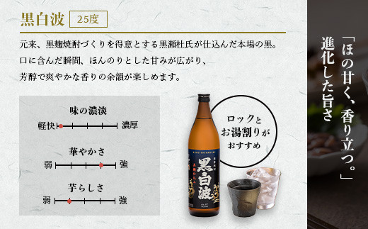 ＜黒白波＞25度＜900ml＞×6パック セット＜薩摩焼酎＞枕崎の定番焼酎 B3-13【1167946】