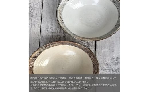 信楽焼　Ｌ彫　焼物皿　２枚セット