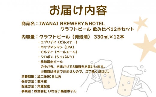 IWANAI BREWERY＆HOTEL クラフトビール 飲み比べ12本セット