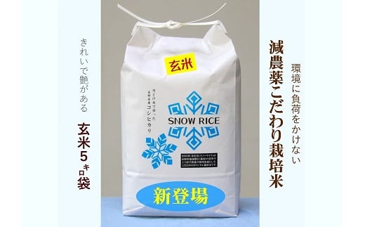 減農薬コシヒカリ「SNOW RICE」玄米5kg（令和6年産）