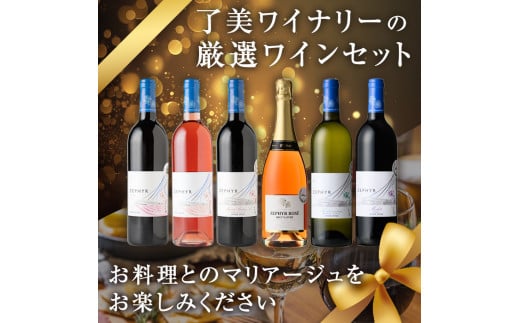 ＜受賞ワイン＞了美ワイン6本セット 750ml×6本 赤ワイン 白ワイン ロゼ スパークリング 発泡性 飲み比べ マスカットベーリーA  甲州 アルコール ギフト ワインセット サクラアワード みらいファームやまと【了美ワイナリー】ta425